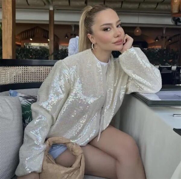Sequined Luxury Zipper Jacket - Image 2