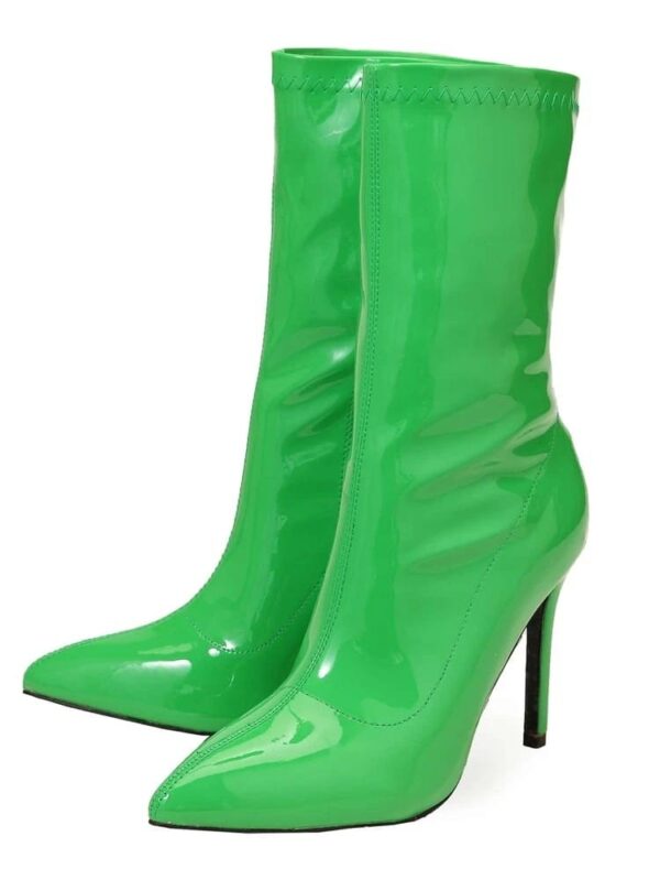 Patent Leather High Heel Ankle Boots - Image 2