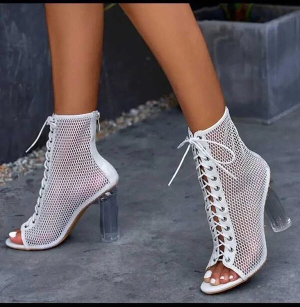 Lace Up Boots with Glass Heel