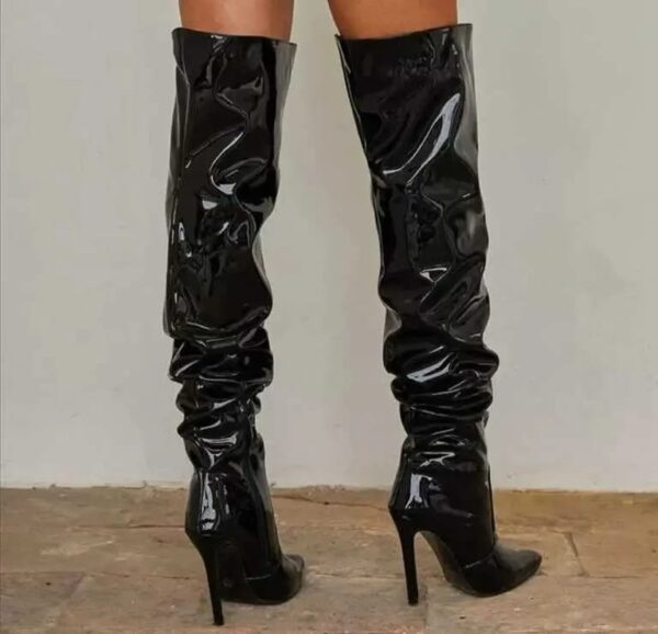 Premium Thigh High Glossy Black Boots - Image 2
