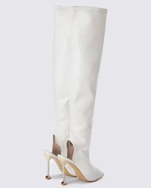 White Designer Thigh High Boots - Image 2