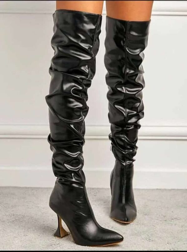Premium Thigh High Black Heeled Boots