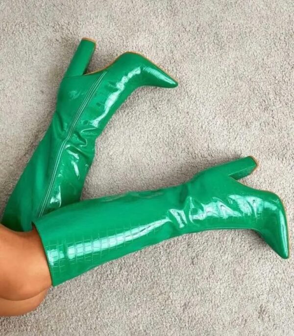Premium Croc Texture Knee High Boots