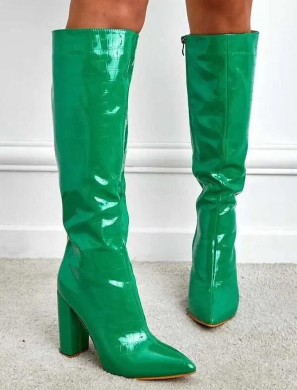 Premium Croc Texture Knee High Boots - Image 3