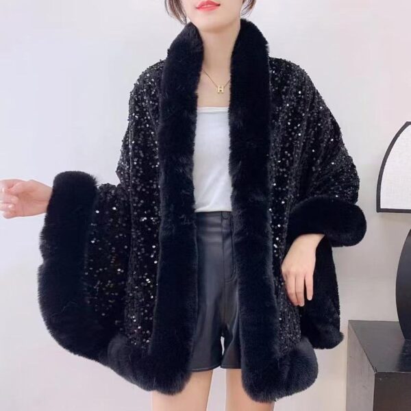 BEAUTIFUL SEQUINNED CAPES
 WITH  SOFT FUR ON BORDERS - Image 4