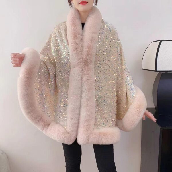 BEAUTIFUL SEQUINNED CAPES
 WITH  SOFT FUR ON BORDERS - Image 3