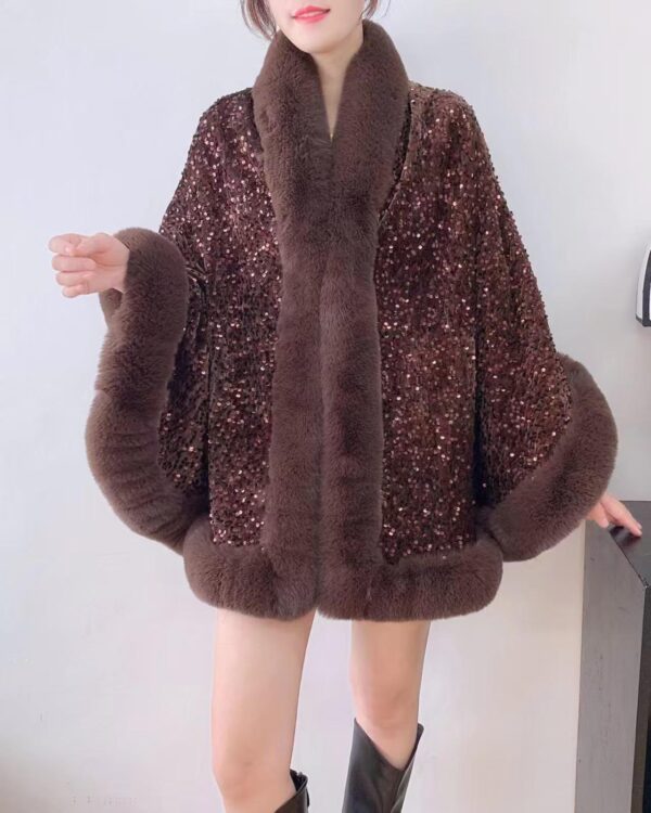 BEAUTIFUL SEQUINNED CAPES
 WITH  SOFT FUR ON BORDERS - Image 5