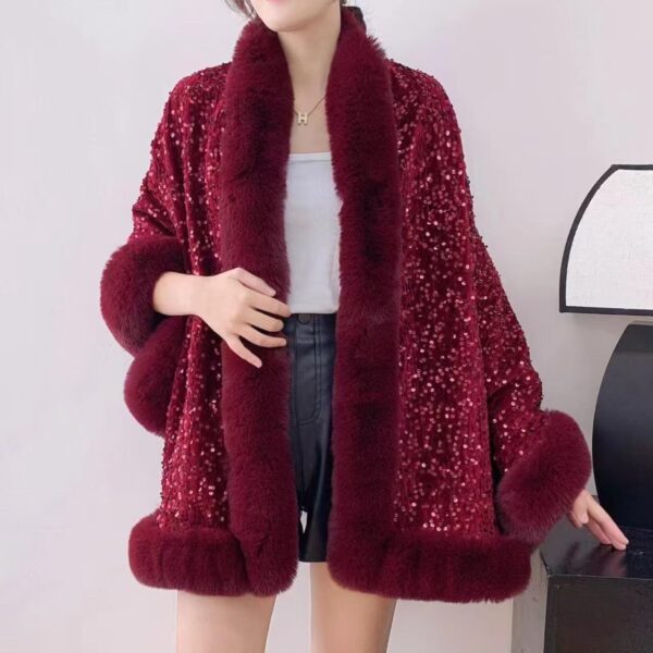 BEAUTIFUL SEQUINNED CAPES
 WITH  SOFT FUR ON BORDERS
