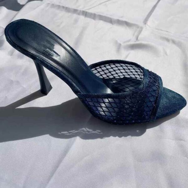 Premium Mesh Embellished Heeled Mules - Image 3