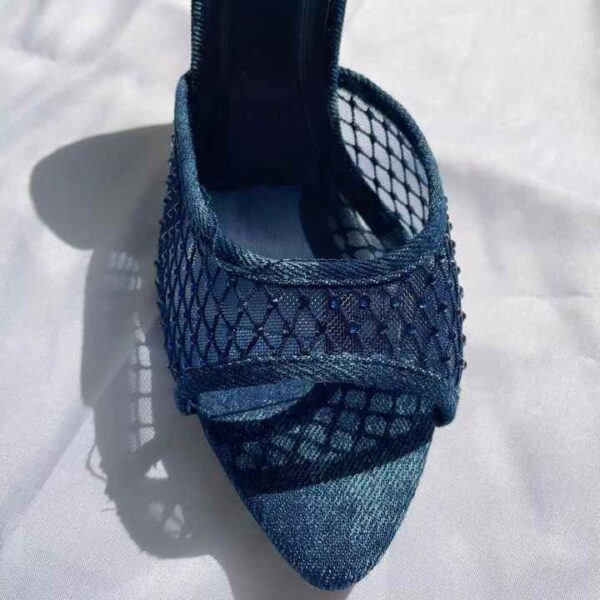 Premium Mesh Embellished Heeled Mules - Image 2
