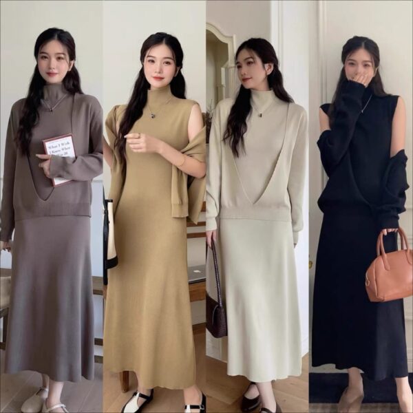 High End Knitted Dress Set Two Pieces