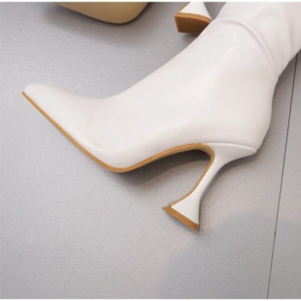Over Knee Pleated High Heels Pointed Toe Leather Design High Quality Boots On Pre-book - Image 5