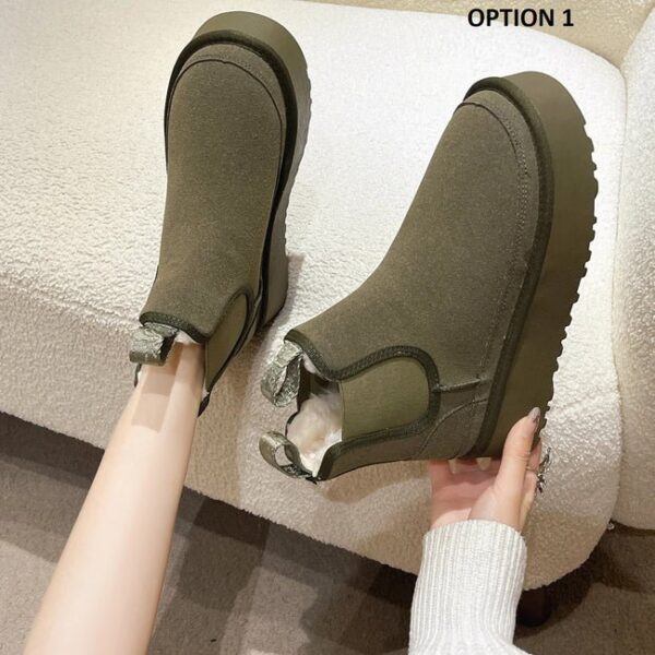 Classic Suede Fur Plush Warm Slip-On Platform Ankle Boots On Pre-book - Image 3