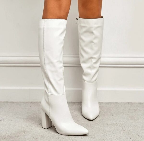 Knee High Pointed Toe Square Long Boots On Pre-book - Image 7