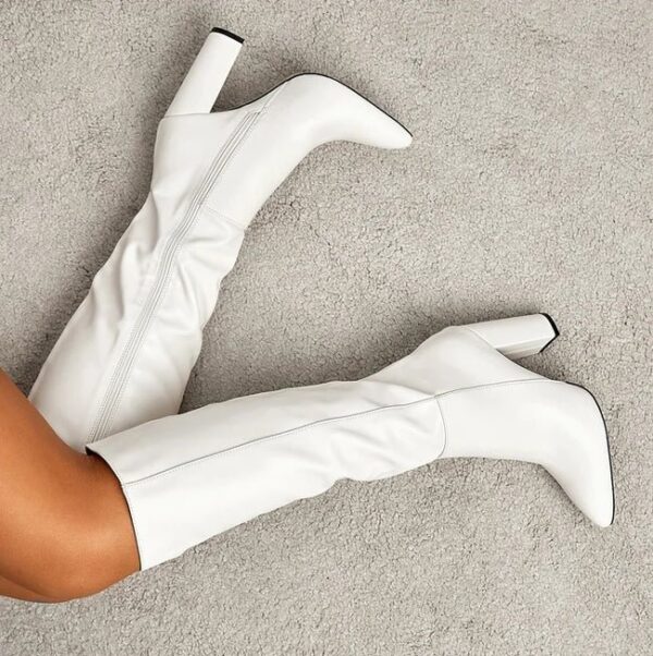 Knee High Pointed Toe Square Long Boots On Pre-book