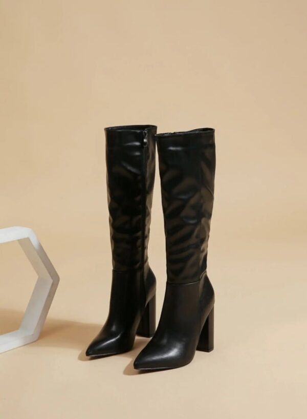 Knee High Pointed Toe Square Long Boots On Pre-book - Image 6