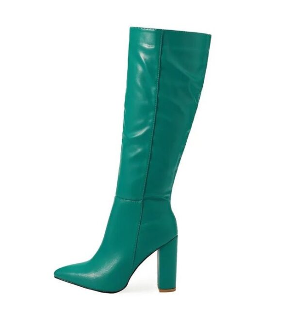 Knee High Pointed Toe Square Long Boots On Pre-book - Image 5