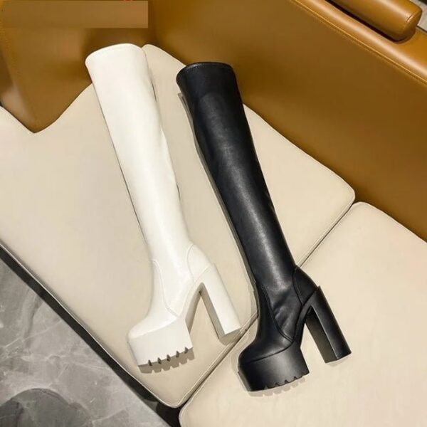 Elegant Thick High Heel Long Thigh High Boots On Pre-book - Image 3