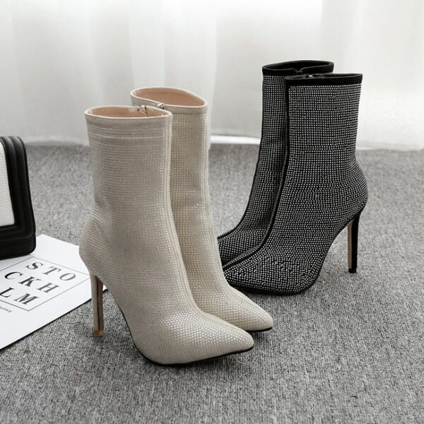 Pointed Rhinestone High Heel Boots On Pre-book - Image 2
