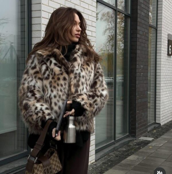 Premium Leopard  Print Fur Jacket - Image 3