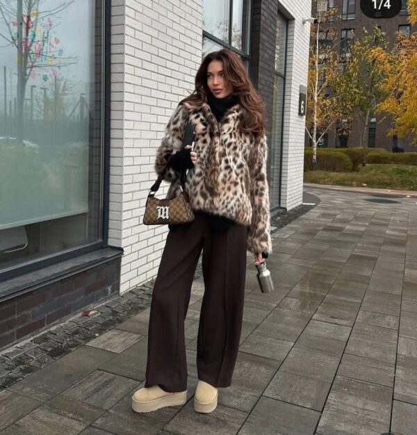 Premium Leopard  Print Fur Jacket - Image 2