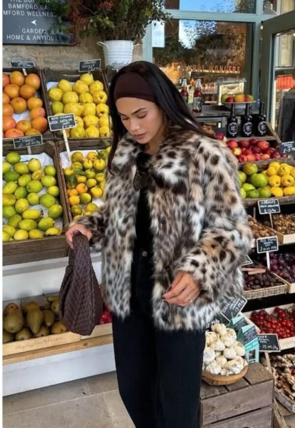 Premium Leopard  Print Fur Jacket - Image 4
