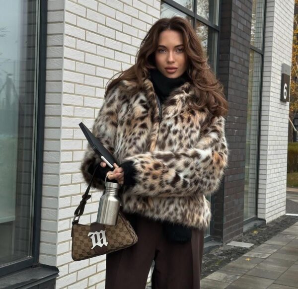 Premium Leopard  Print Fur Jacket