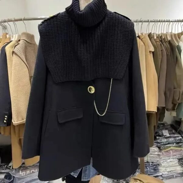 Designer Woolen Blazer With Detached high neck Pullover - Image 2