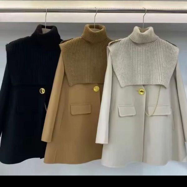 Designer Woolen Blazer With Detached high neck Pullover - Image 4