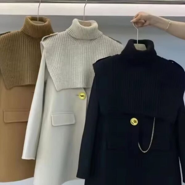 Designer Woolen Blazer With Detached high neck Pullover - Image 5