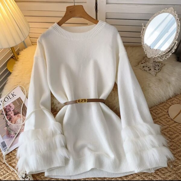 Imported Dress with Fur & Belt - Image 7