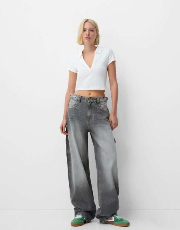 Ecru Baggy Carpenter Jeans