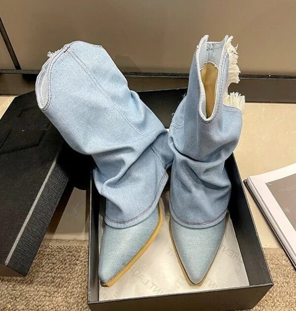 Denim Fabric Cowboy Boots On Pre-book - Image 3
