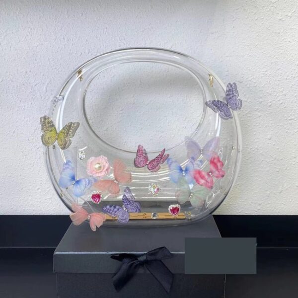 Designer Butterfly Decoration Clutch Round Handbag  on Pre-book