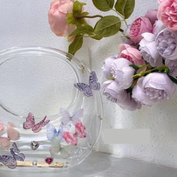 Designer Butterfly Decoration Clutch Round Handbag  on Pre-book - Image 3