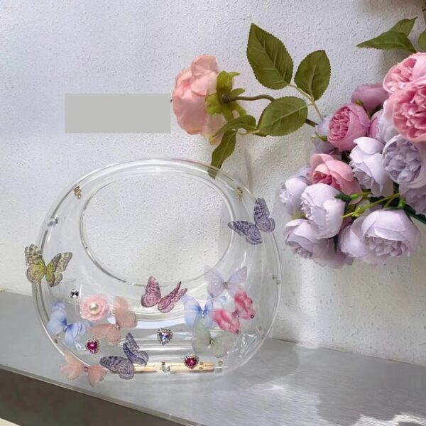 Designer Butterfly Decoration Clutch Round Handbag  on Pre-book - Image 7
