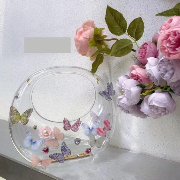 Designer Butterfly Decoration Clutch Round Handbag  on Pre-book - Image 4