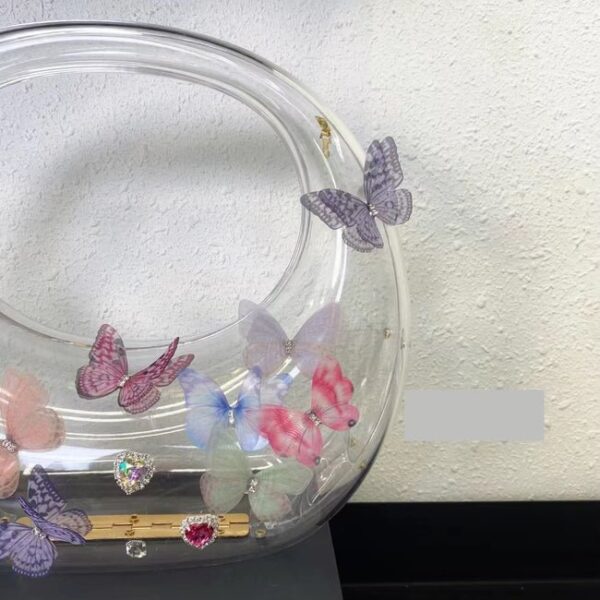 Designer Butterfly Decoration Clutch Round Handbag  on Pre-book - Image 2