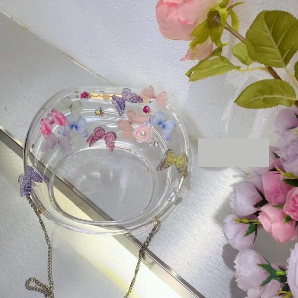 Designer Butterfly Decoration Clutch Round Handbag  on Pre-book - Image 5