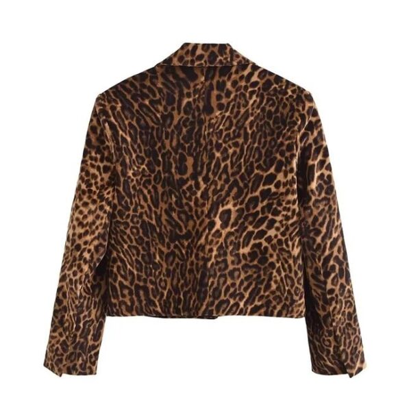 Leopard Print Single Breasted Notched Short Coat Mini Skirt 2 Piece Set on Pre-book - Image 3
