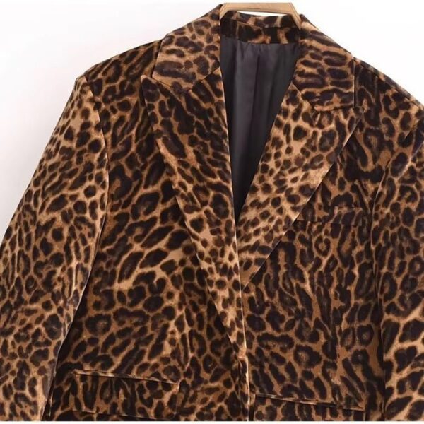 Leopard Print Single Breasted Notched Short Coat Mini Skirt 2 Piece Set on Pre-book - Image 7