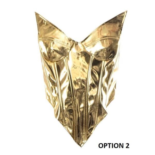 Shiny Bustier Bright Crown Girdle Slimming Waist Strapless Low-Cut Corset Top on Pre-book - Image 6