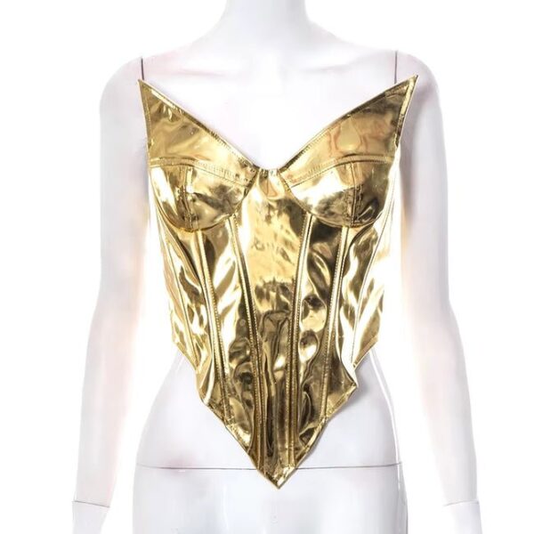 Shiny Bustier Bright Crown Girdle Slimming Waist Strapless Low-Cut Corset Top on Pre-book - Image 3