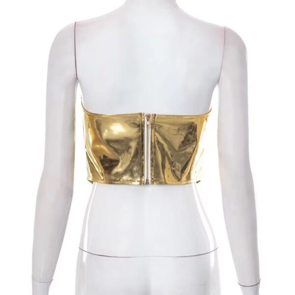 Shiny Bustier Bright Crown Girdle Slimming Waist Strapless Low-Cut Corset Top on Pre-book - Image 4