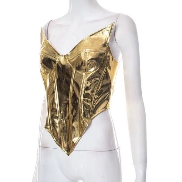Shiny Bustier Bright Crown Girdle Slimming Waist Strapless Low-Cut Corset Top on Pre-book - Image 5