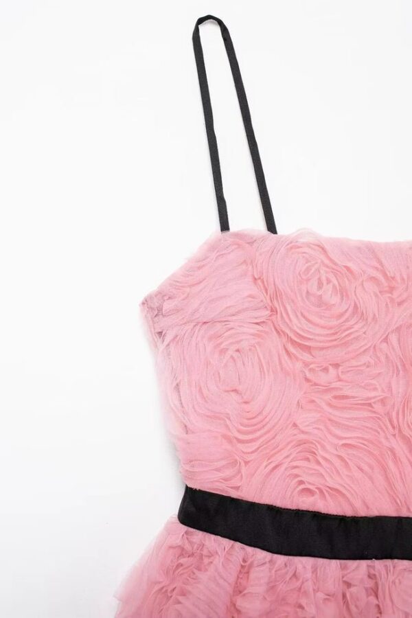 Elegant Flower Sleeveless Hem Folds Backless Mini Dress on Pre-book - Image 9