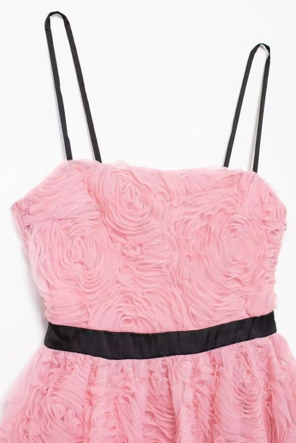 Elegant Flower Sleeveless Hem Folds Backless Mini Dress on Pre-book - Image 5