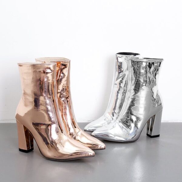 Pointed Thick High Heel Boots On Pre-book - Image 2