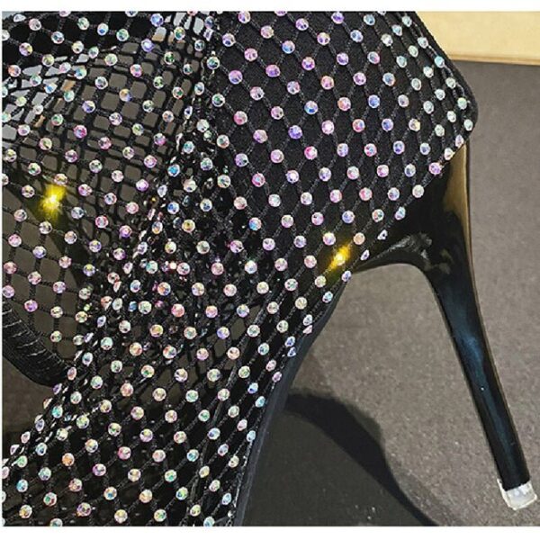 High Heel Crystal Rhinestone Mesh Ankle Boots  On Pre-book - Image 6