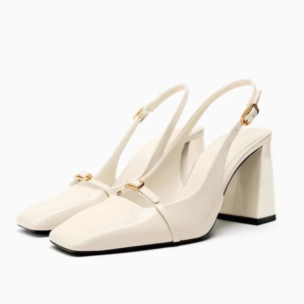 Lux White Block Heels On PRE-BOOK